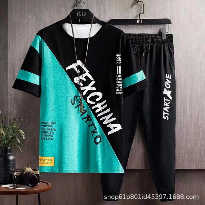 Youth quick-drying sports shorts three-piece set men's summer student suit men's casual thin trendy short sleeve t-shirt