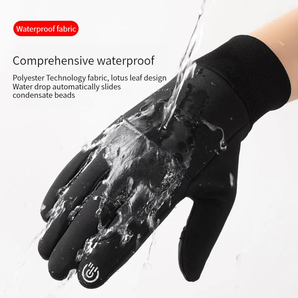GTUBIKE Nuevos guantes de invierno cálidos para hombres y mujeres, resistentes al viento, impermeables, con pantalla táctil, para correr al aire libre, pescar, andar en bicicleta, esquiar