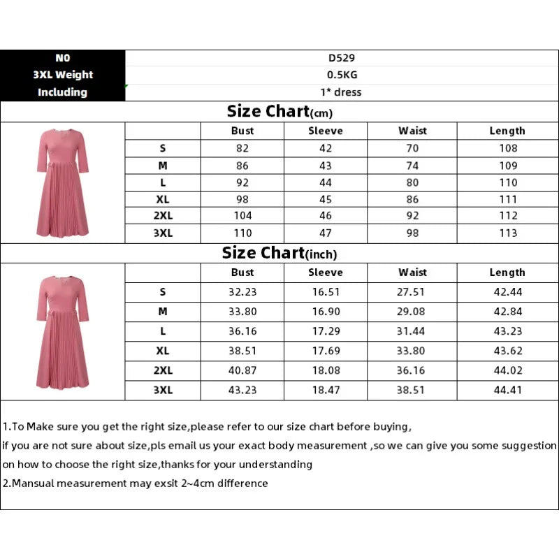 Women's Clothing Autumn New Fashion Temperament Elegant Solid Color Pleated African Dress