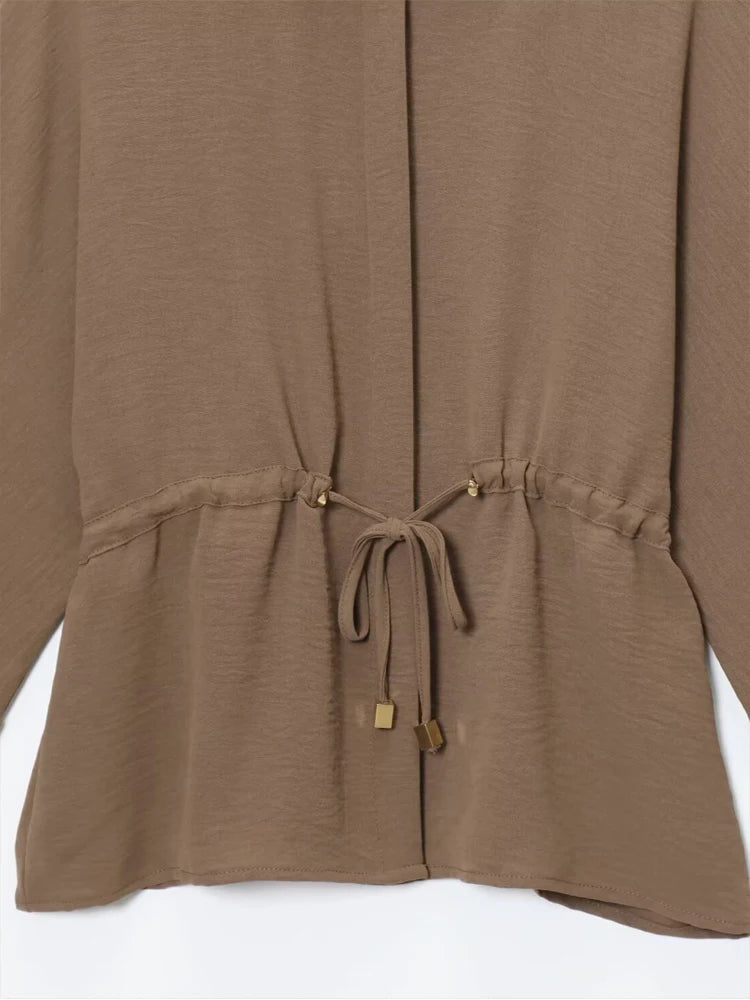Conjuntos de pantalón para mujer de verano, camisa y blusa, tops, pantalón, conjunto de dos piezas para mujer, camisa de manga corta marrón, traje de pantalón para mujer