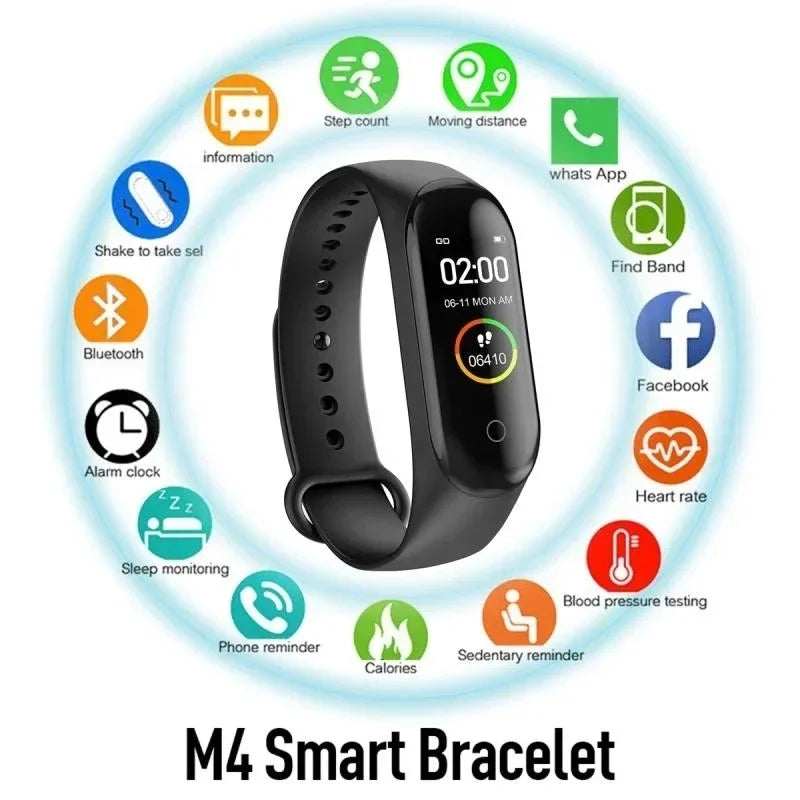 Wearable Devices M4 Smart Wristbands LED Screen Sports Pedometer Bluetooth Waterproof With Heart Rate Monitor Smart Watch Women