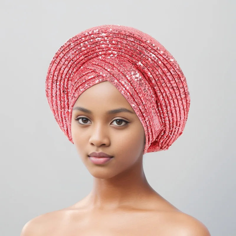 Sequin Auto Gele Headtie – Sparkle with African Royal Elegance