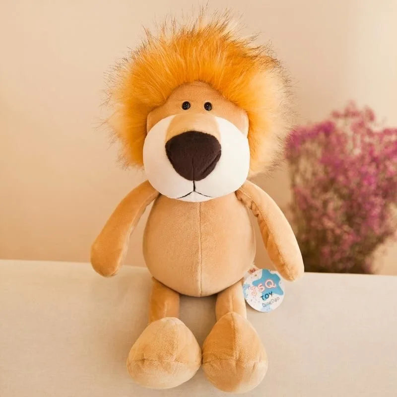 Peluches Animaux Jouets Poupées Douces Jungle Lion Éléphant Tigre Chien Renard Singe Cerf Enfants Cadeau Kawaii Bébé Enfants Hobbie Jouets