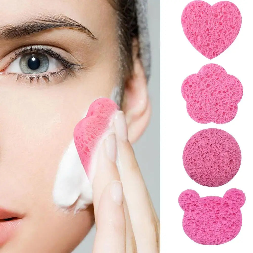 10 esponjas de fibra en forma de corazón, esponja de exfoliación facial, exfoliación de poros, masaje, maquillaje, limpieza facial natural B9D5