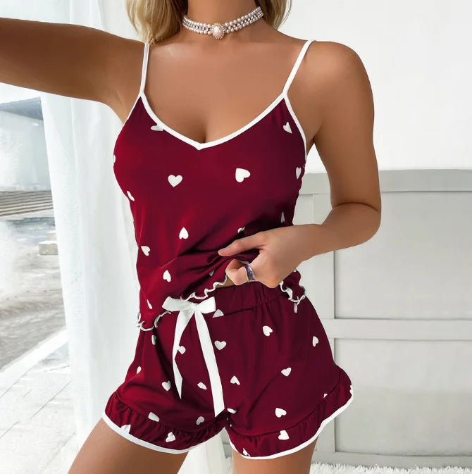 Conjunto de pijama de verano de 2 piezas para mujer 2023, ropa de casa sexy, conjunto de camiseta sin mangas y shorts, ropa interior linda, ropa de dormir suave, sin mangas