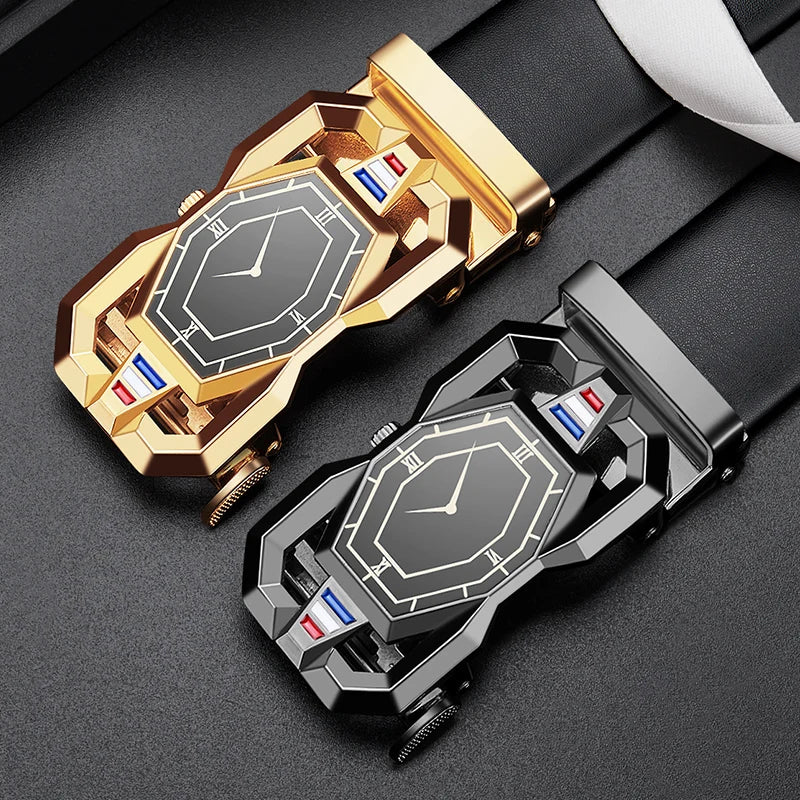 High Quality Genuine Leather Belt For Men's Luxury Automatic Metal Alloy Buckle Men's Waist Belt