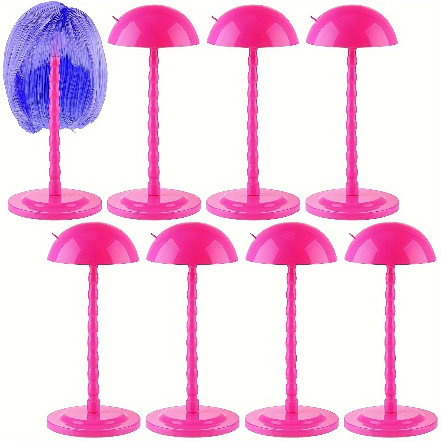 8pcs Wig Holder Wig Head Stand Wig Stand For Styling, 13.8 Inch Wigs Portable Hat Display Stand Travel Wig Holder For Multiple Wigs Practice Hat DIY Stand Head Stand Non Slip Stable