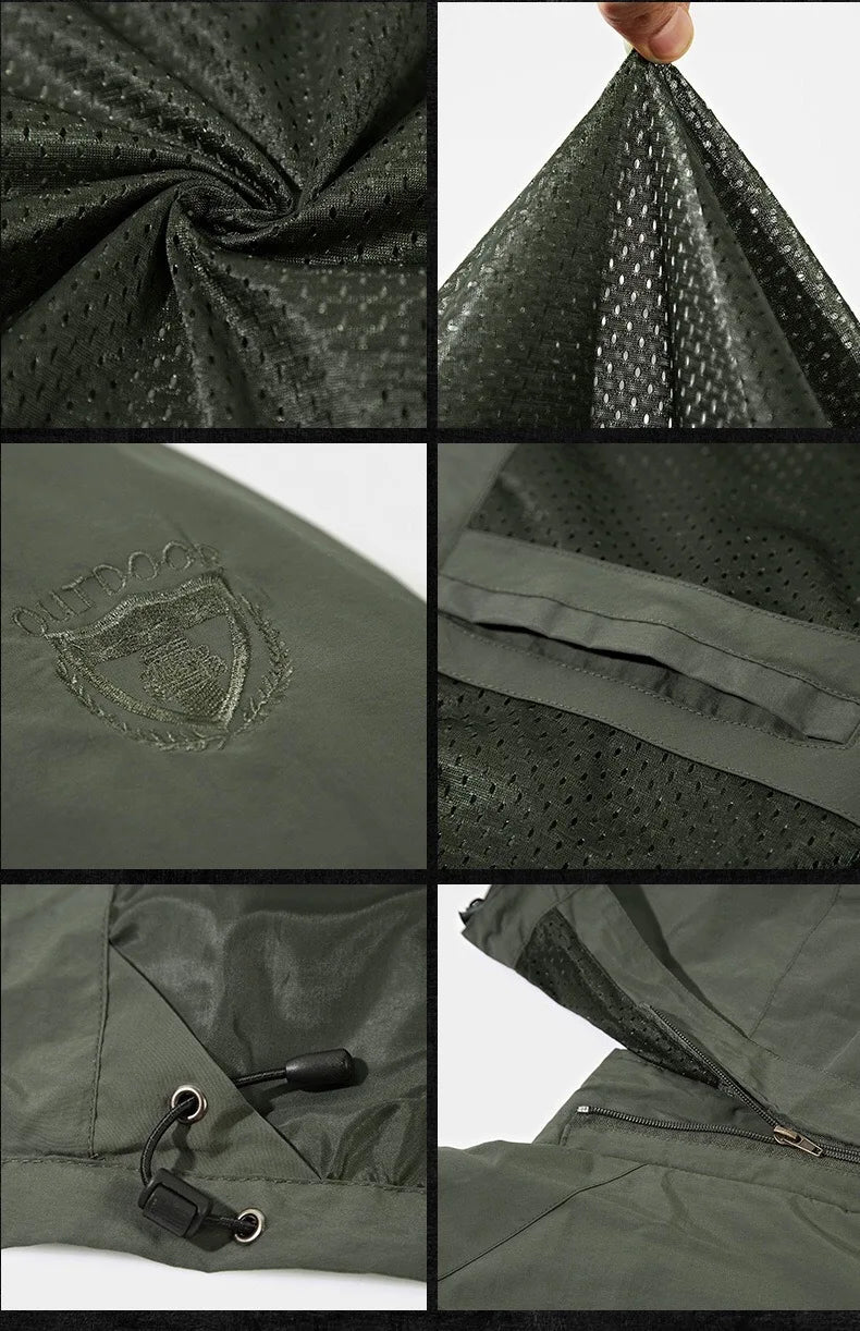 Chaqueta de hombre para senderismo y camping al aire libre, impermeable, cortavientos con capucha, abrigo informal nuevo de otoño, chaqueta táctica militar para hombre 6XL