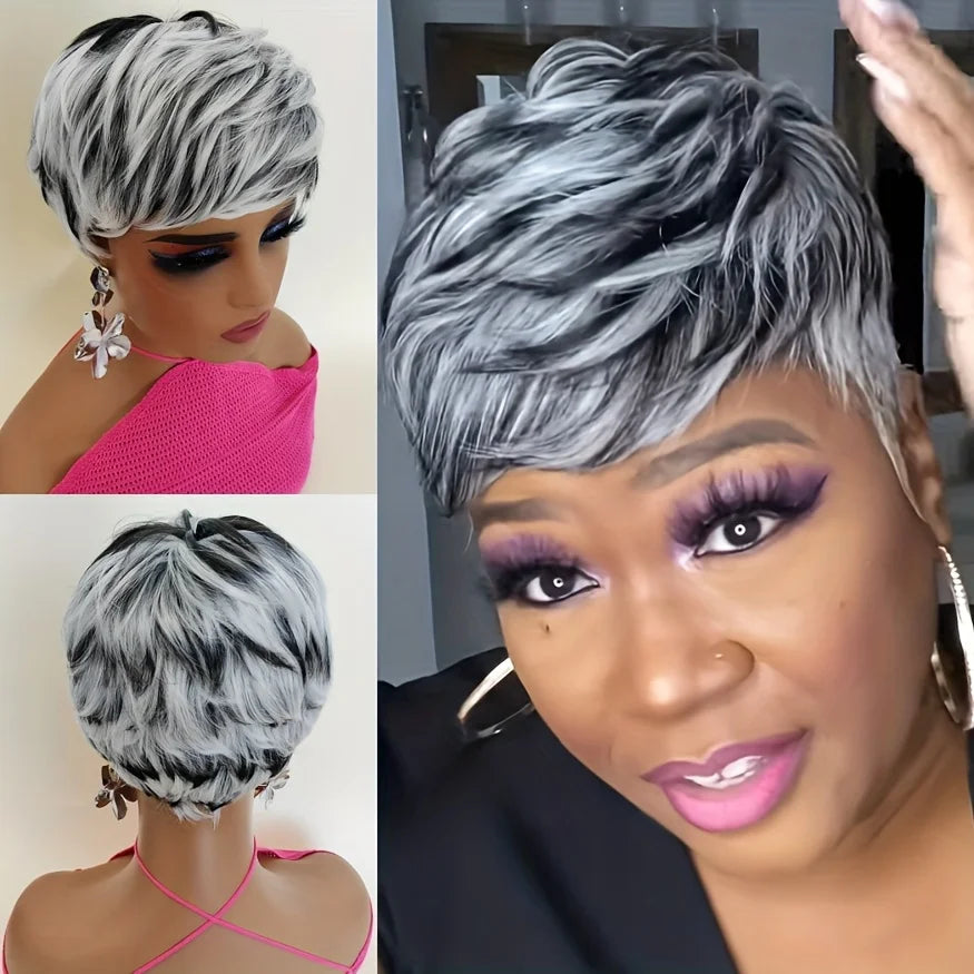 Salt & Pepper Shag Pixie Wig