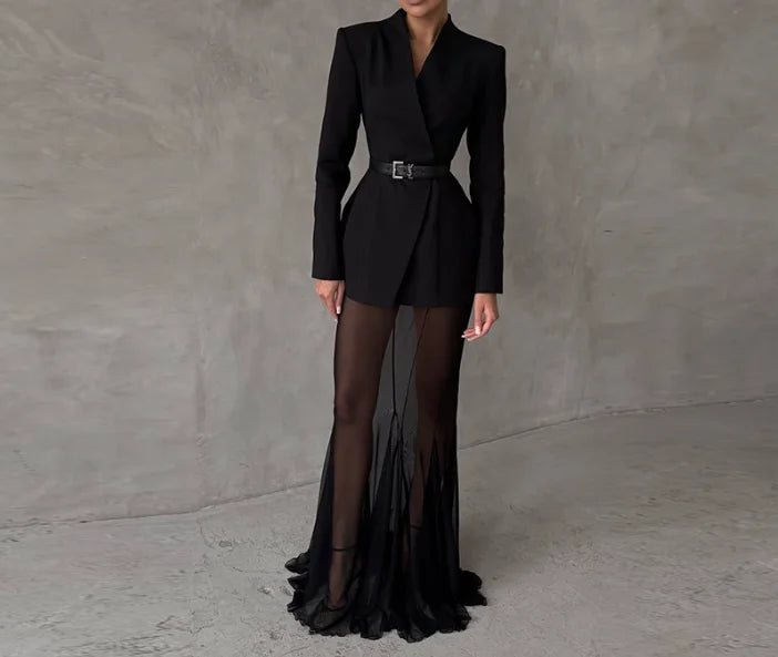 Women's fashion design temperament solid color button suit jacket autumn and winter new women's clothing