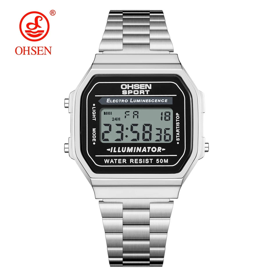Relojes digitales para mujer de lujo dorados para mujer, deportivos, reloj de acero inoxidable, reloj electrónico, despertadores, regalos