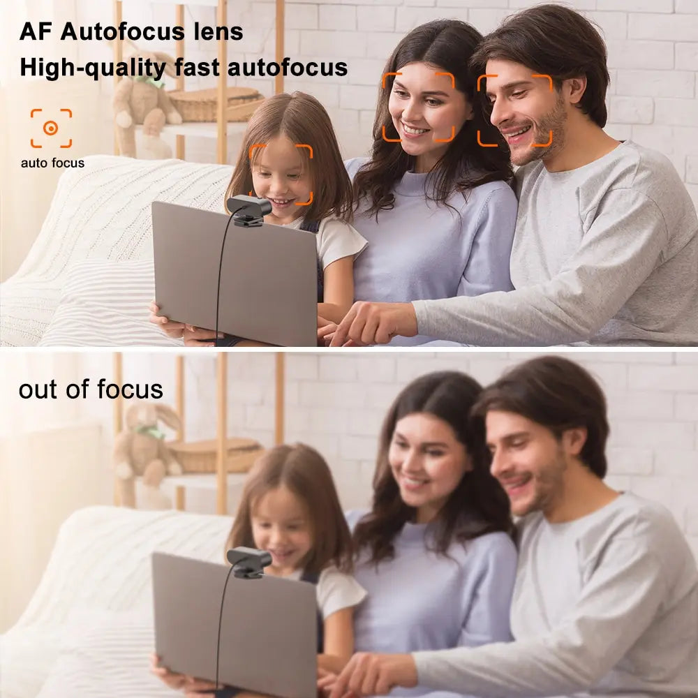 4K Webkamera 1080P Minikamera 2K Full HD Webkamera med Mikrofon 30fps USB Webkamera for Autofokus PC Bærbar PC Videoopptakskamera