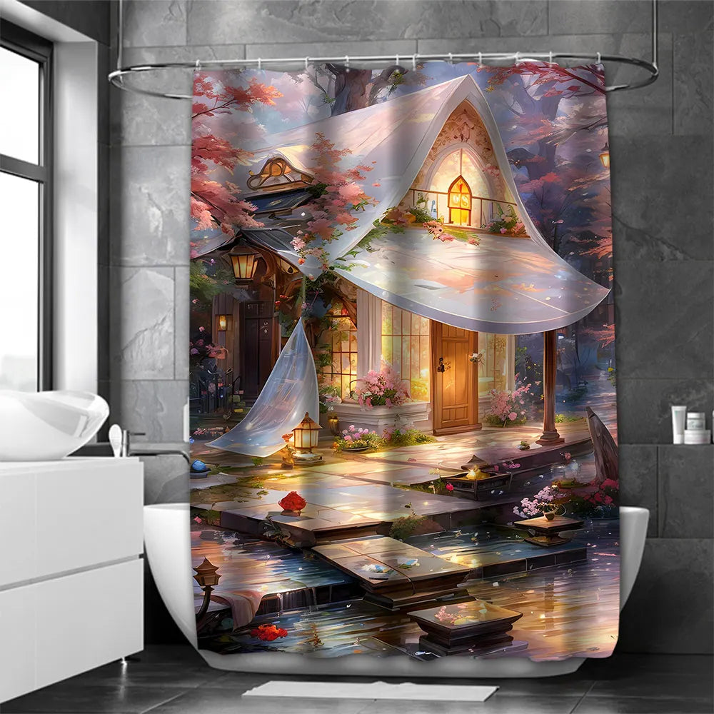 Dream view Cottage Bathing Curtain Bathroom Shower Curtain Waterproof With 12 Hooks Home Deco Free Ship
