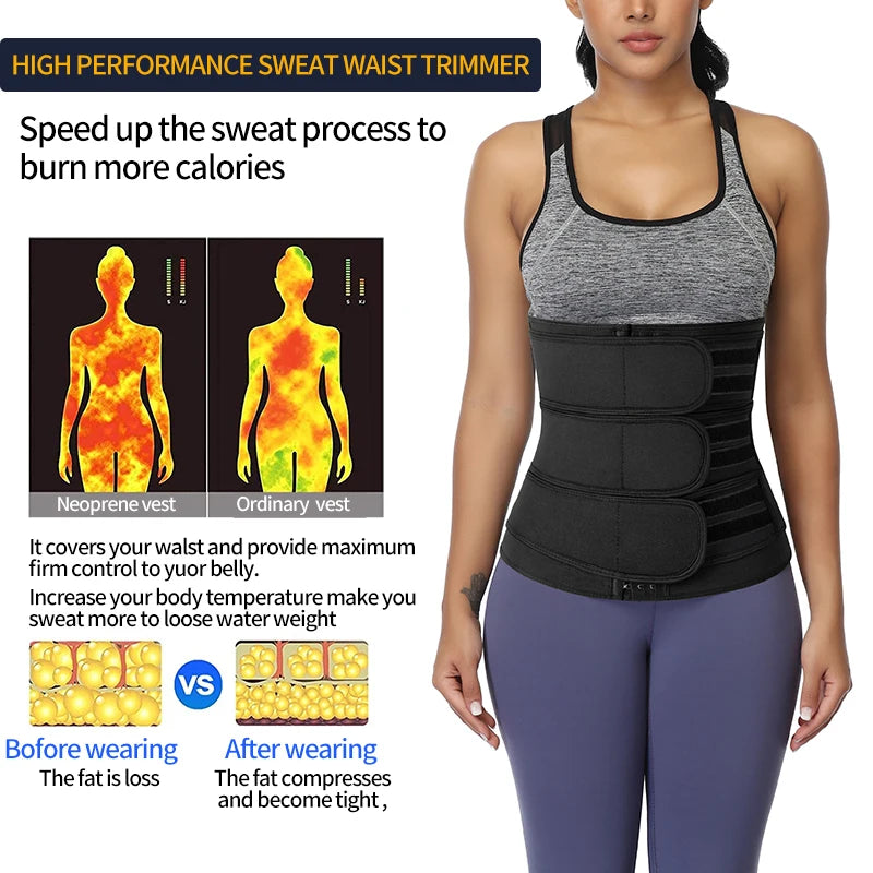 Women Waist Trimmer Tripple Belts Body Shaper Trainer Shapewear Girdle Tummy Control Slimming Fat Burning Postpartum Sheath Belt