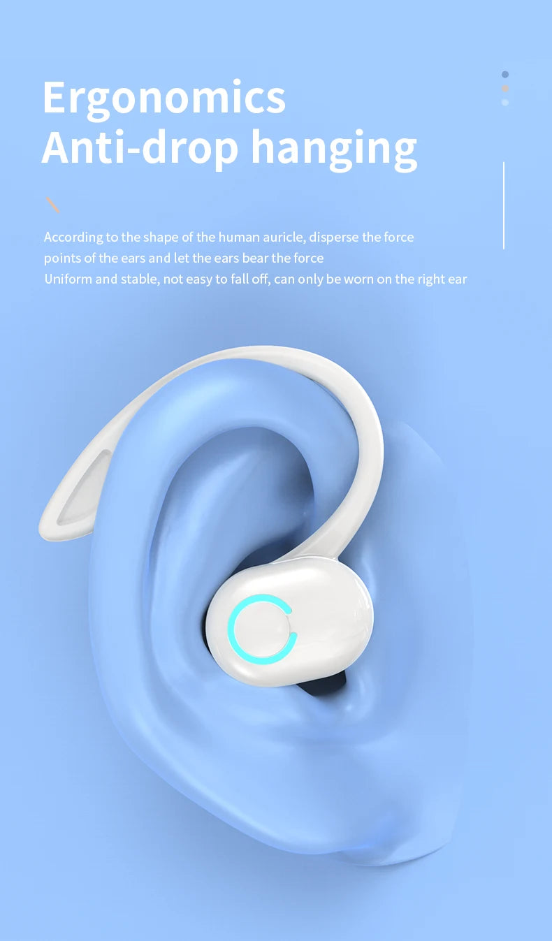 Auriculares inalámbricos Bluetooth graves HIFI con micrófono HD, tipo gancho para la oreja, auriculares con cancelación de ruido, resistentes al agua, para juegos y deportes