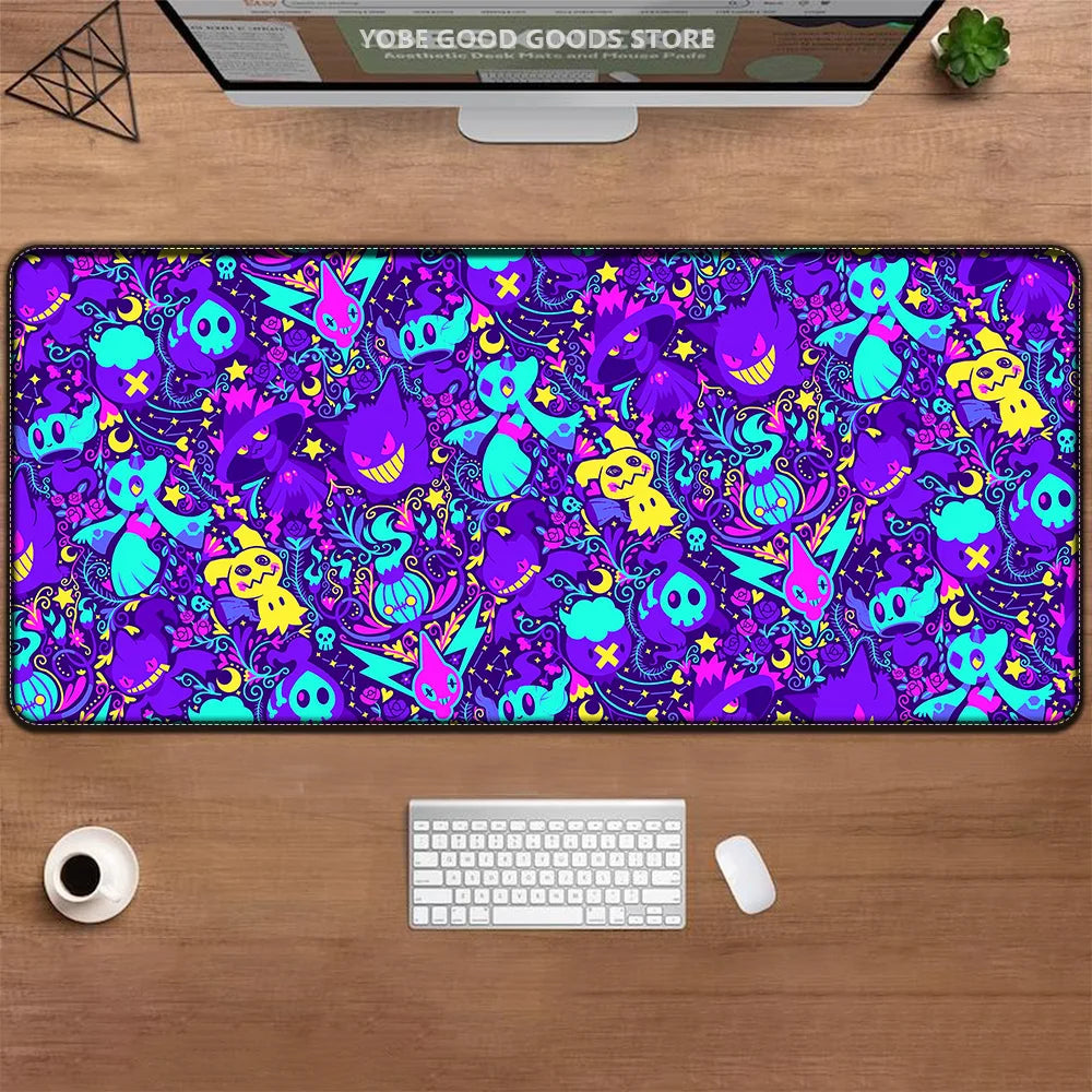 Large Gaming Mousepad 900x400 800x300 Desk Protector Cartoon Pokemon Gengar Pikachu Mouse Pad Desktop Keyboard Desk Pad