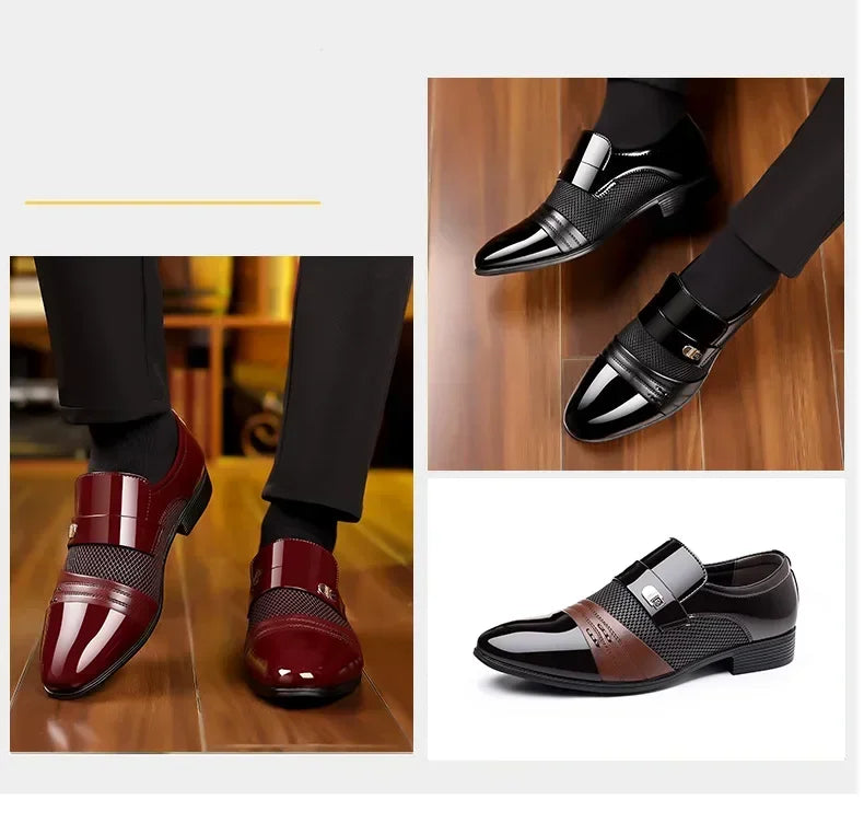 Men's Formal Leather Shoes Black Pointed Toe Man Loafers Party Office Business Casual Shoes for Men Oxford Shoes male Dress Shoe