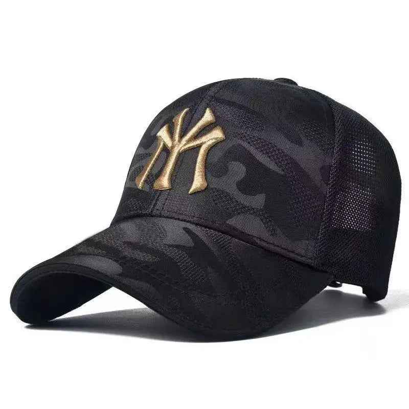 Gorra de béisbol de camuflaje bordada con letras de moda para primavera y otoño, gorra informal ajustable para exteriores, sombrero protector solar