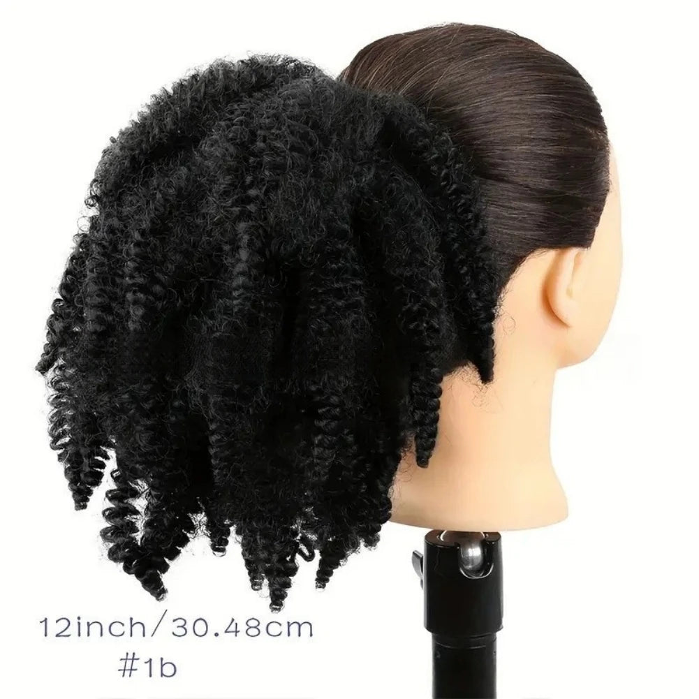 Synthetic Afro Kinky Curly Ponytails for Women Short Synthetic Kinky Curly Draw-string Ponytails Afro Kinky Curly Ponytail Hair