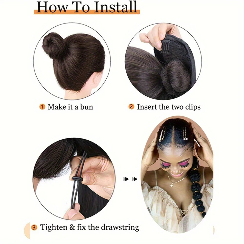 Queue de cheval bouclée afro en extension pour femmes noires, 18/24 pouces de long, bulle lanterne, à cordon de serrage, fausse couette, postiche synthétique