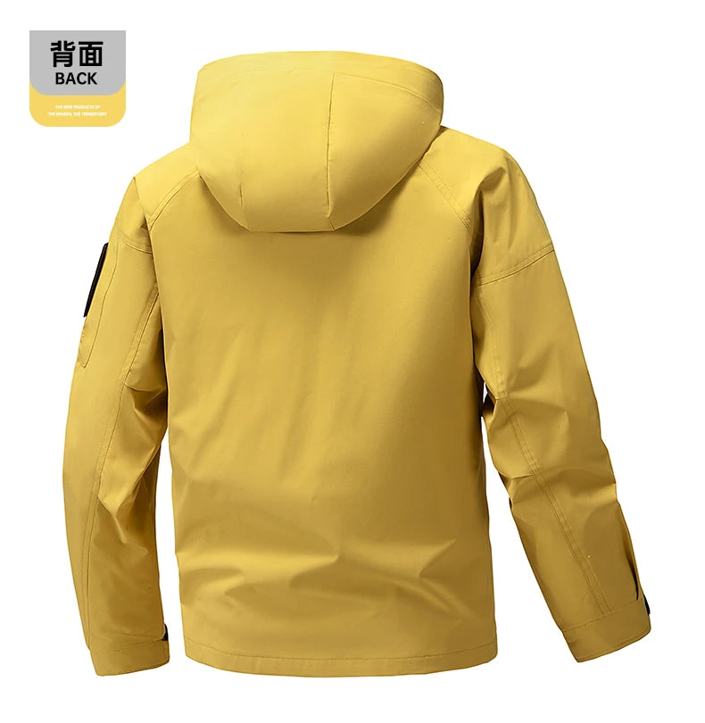 Cortavientos Cargo para Hombre, Chaquetas de Motocicleta, Ropa Militar Impermeable, Chaqueta con Capucha para Hombre, Abrigo para Acampar al Aire Libre y Senderismo