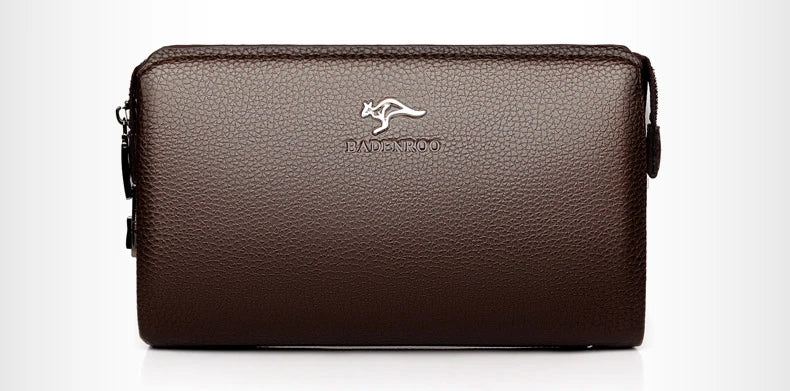 Luksusmerke Herrelommebok Skinn Lang Lommebok PU-skinn Lommebok Herre Dobbel Glidelås Myntlomme Pung Forretnings Clutch Telefonveske