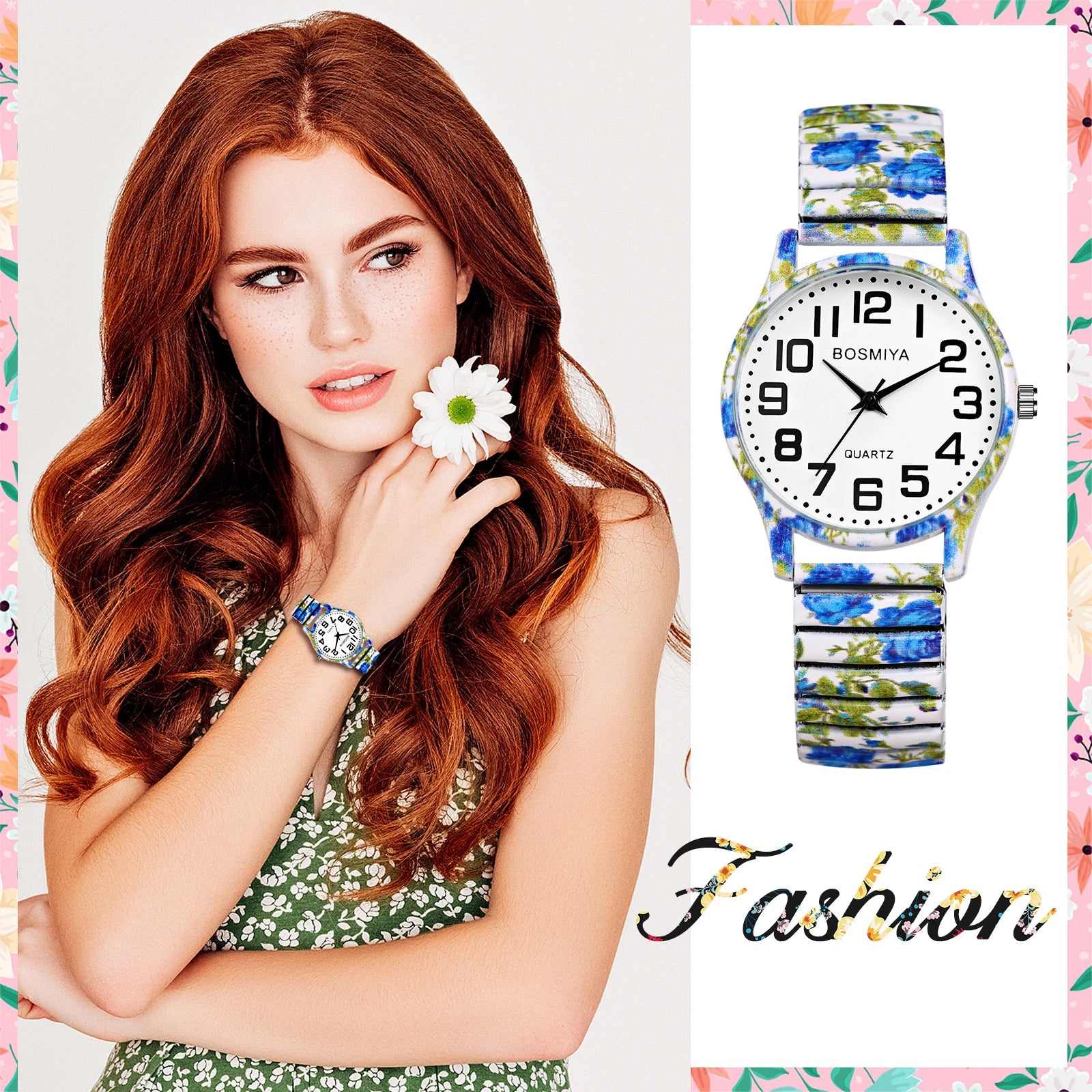 LANCARDO Reloj de cuarzo con correa elástica para hombre y mujer, fácil de usar, con decoración estampada de números arábigos