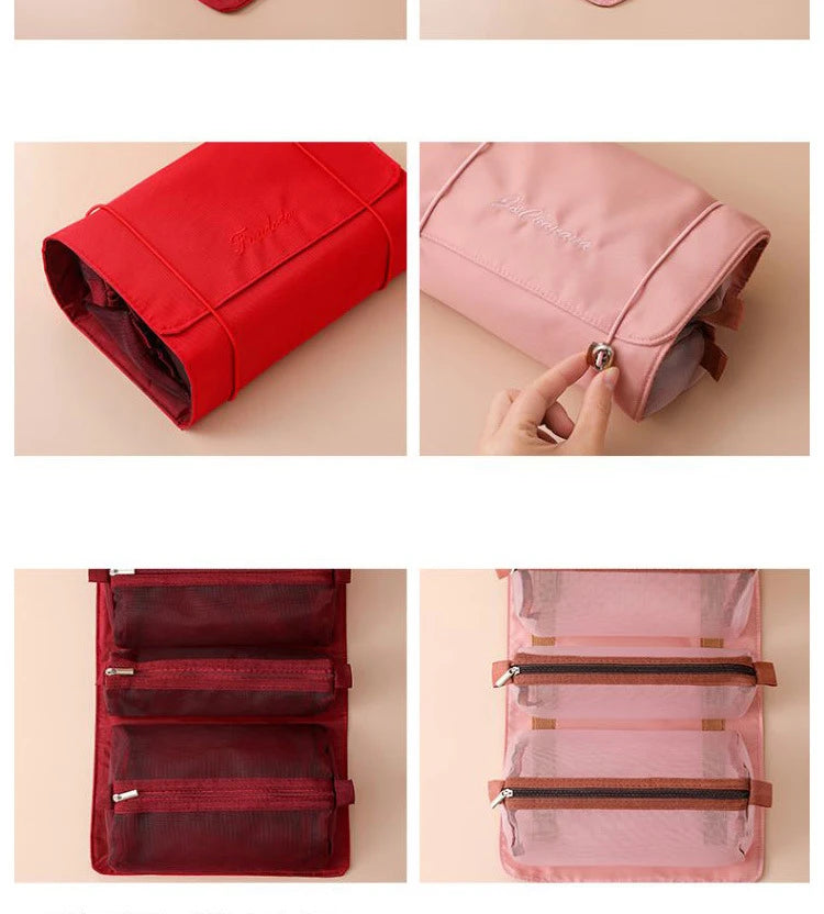 Bolsas de maquillaje desmontables, 4 piezas en 1, neceser portátil de viaje plegable y separable, organizador de almacenamiento de artículos de tocador, bolsa de maquillaje nueva