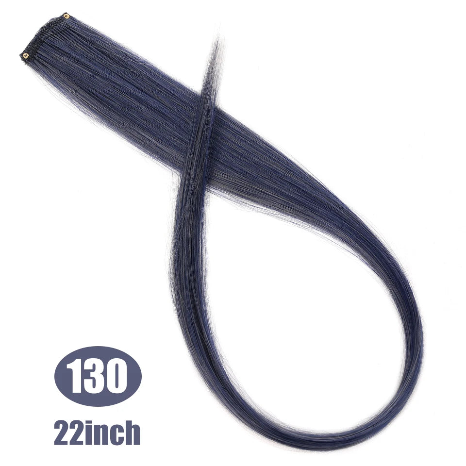 Extension capillaire synthétique Lupu, mèches arc-en-ciel, une seule pièce, épingle à cheveux, cheveux longs et raides, pour faux cheveux