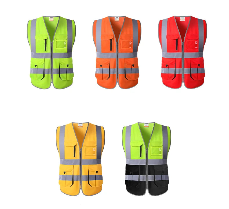 Chaleco Rojo para Hombre Chaleco de Trabajo con Múltiples Bolsillos Ropa de Trabajo de Alta Visibilidad