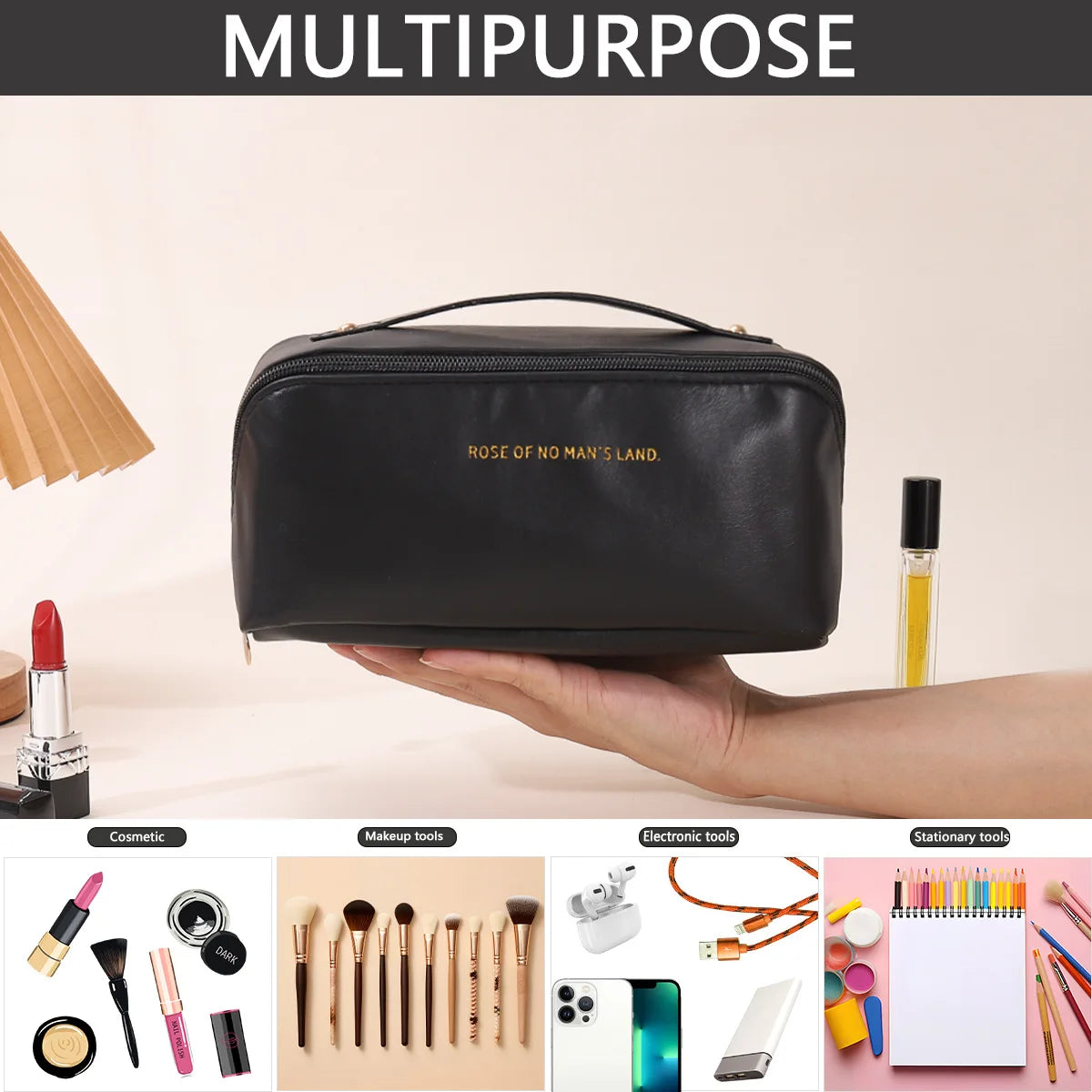 Neceser de Maquillaje para Mujer, Estuche de Maquillaje, Bolsa de Almacenamiento, Caja de Lujo para Mujer, Bolsa Organizadora de Cosméticos con Cremallera para Viajes, Regalo de Navidad