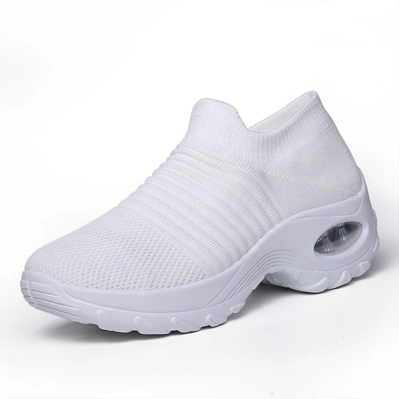 Zapatillas deportivas de mujer, moda de verano, color negro, informales, de malla transpirable, ligeras, con cámara de aire, antideslizantes, para correr