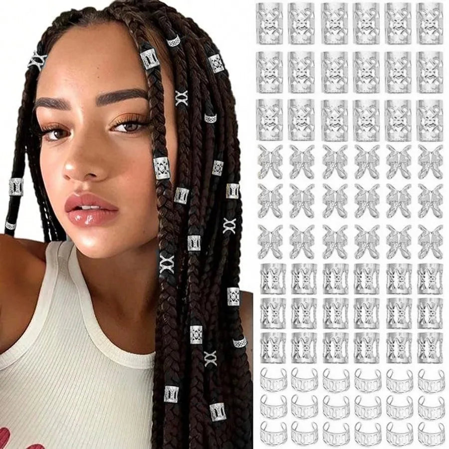Bohemian Braid Beads Kit Stainless Steel Hair Rings Clips Curly Dreadlocks Jewelry Pendants Hair Decor for African Hair Styling