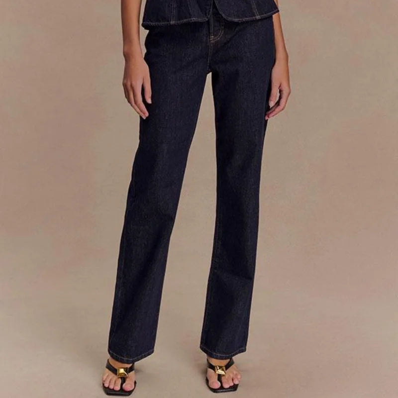 Conjunto de Top y Pantalón de Mezclilla Vintage para Mujer Cuello Cuadrado Camiseta sin Mangas con Botones Vaqueros de Talle Alto Conjuntos Femeninos Moda Y2k 2025 Atuendos de Mezclilla