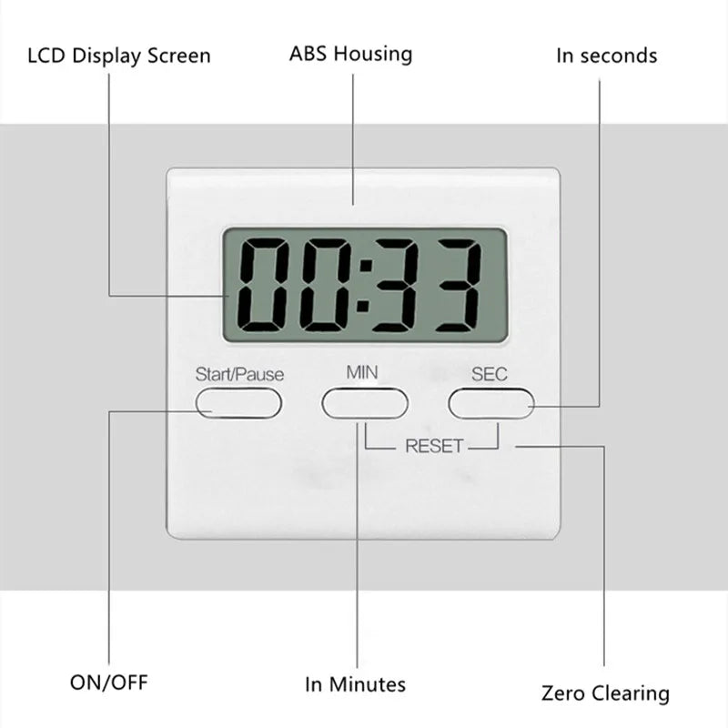 Minuteur de cuisine numérique LCD, minuteur de cuisson manuel, minuteur de compte à rebours mécanique, minuteur de cuisine numérique magnétique, gadget de cuisine