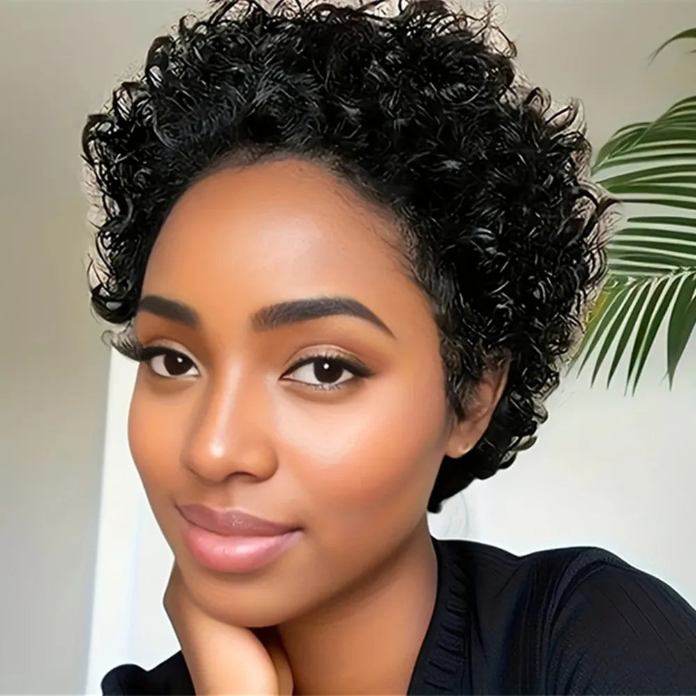 6" Lace Curly Pixie Wig