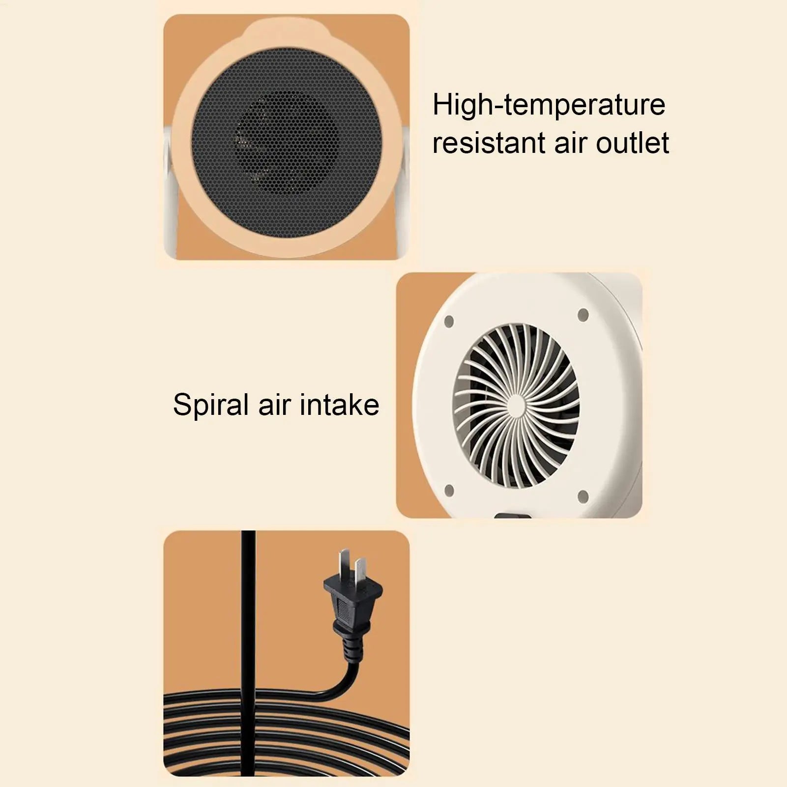 500W bærbar varmeovn – Rask oppvarming av personlig elektrisk varmeovn