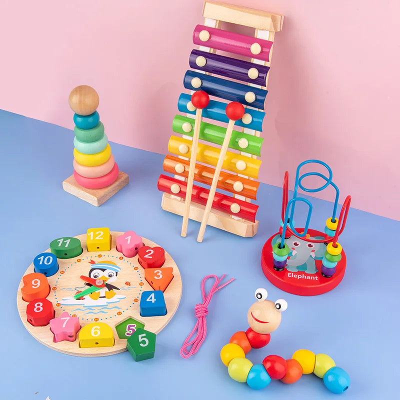 Montessori Bebé Juguetes Niños Rompecabezas 3D Madera Juegos Bebé Aprendizaje Temprano Juguetes Educativos Madera Para Niños Regalos Cumpleaños