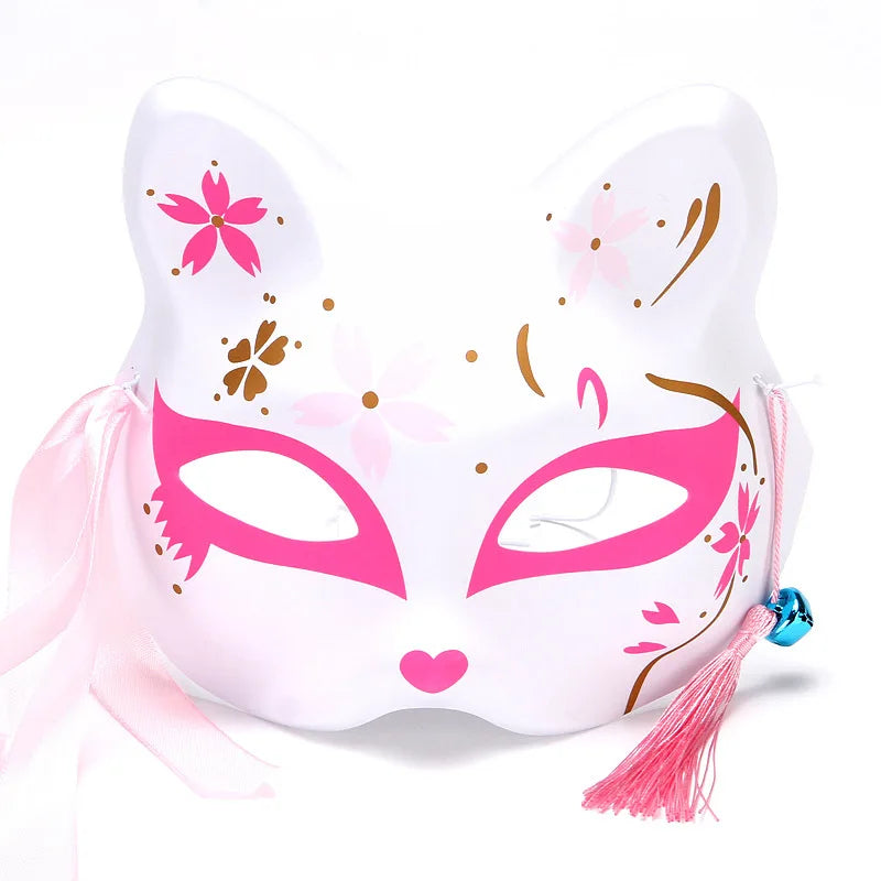 Máscara de conejo de estilo japonés, máscaras de media cara, zorros, conejo, accesorios de cosplay, máscaras de fiesta de disfraces de Halloween, máscara de anime para mujeres y hombres