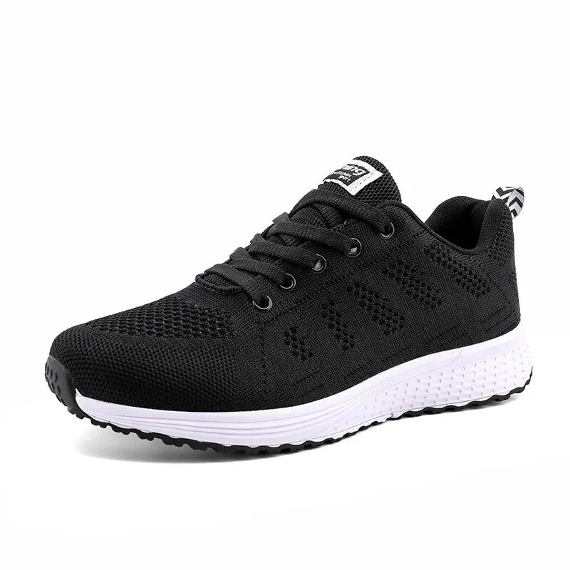 Zapatillas casuales de mujer, moda, transpirables, de malla para caminar, planas, blancas, calzado femenino