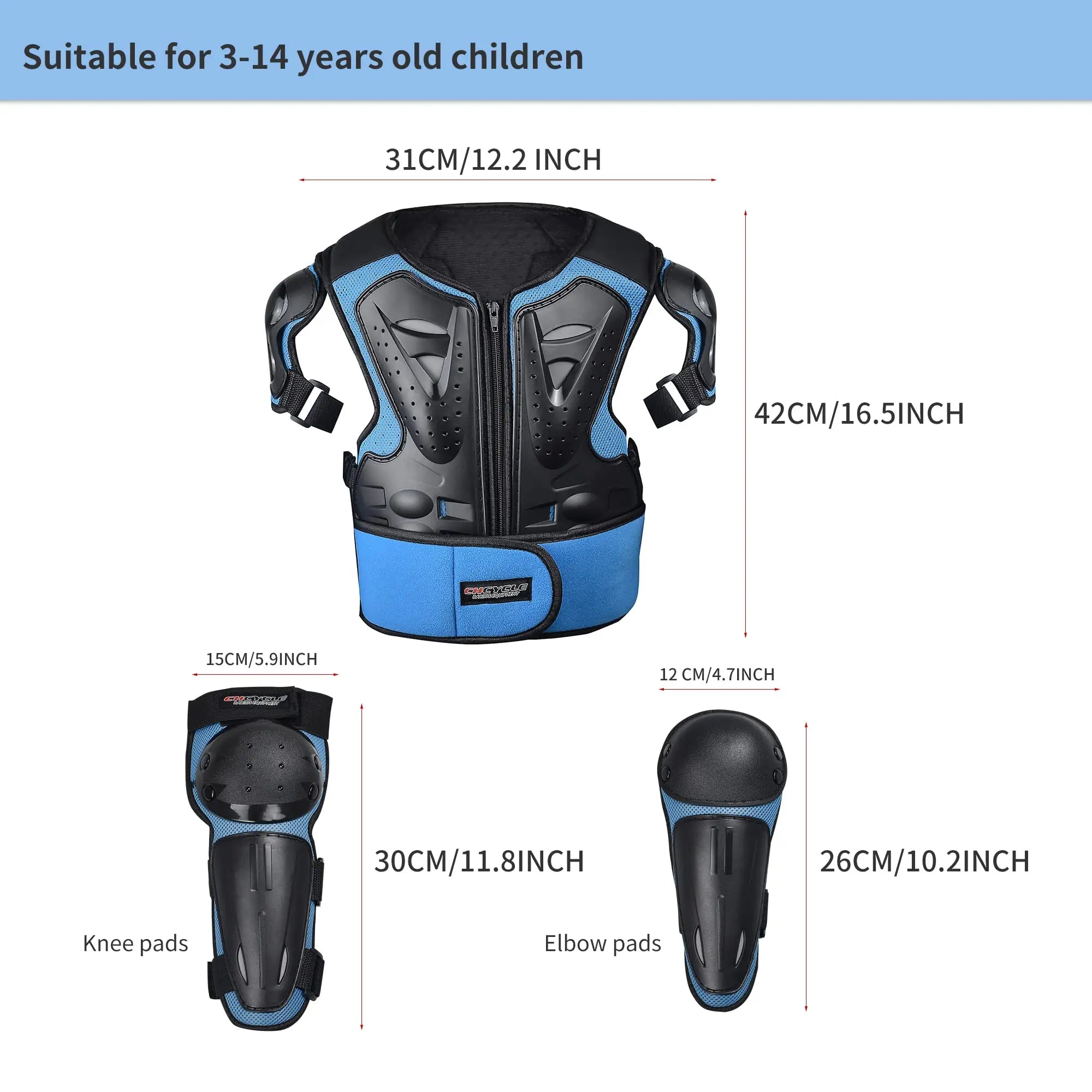 Kids Motorcycle Armor Suit Dirt Bike Gear Chest Protector Motocross for Kids Chest Protective Gear with Elbow Knee Pads Guards
