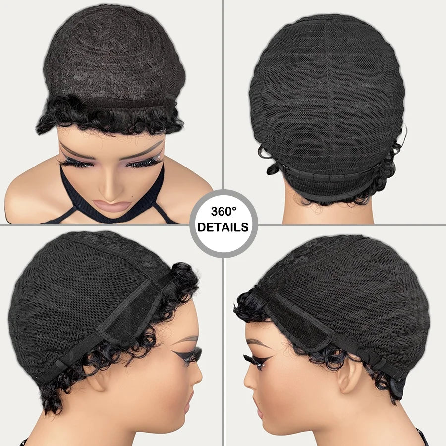 Perruque bouclée style pixie