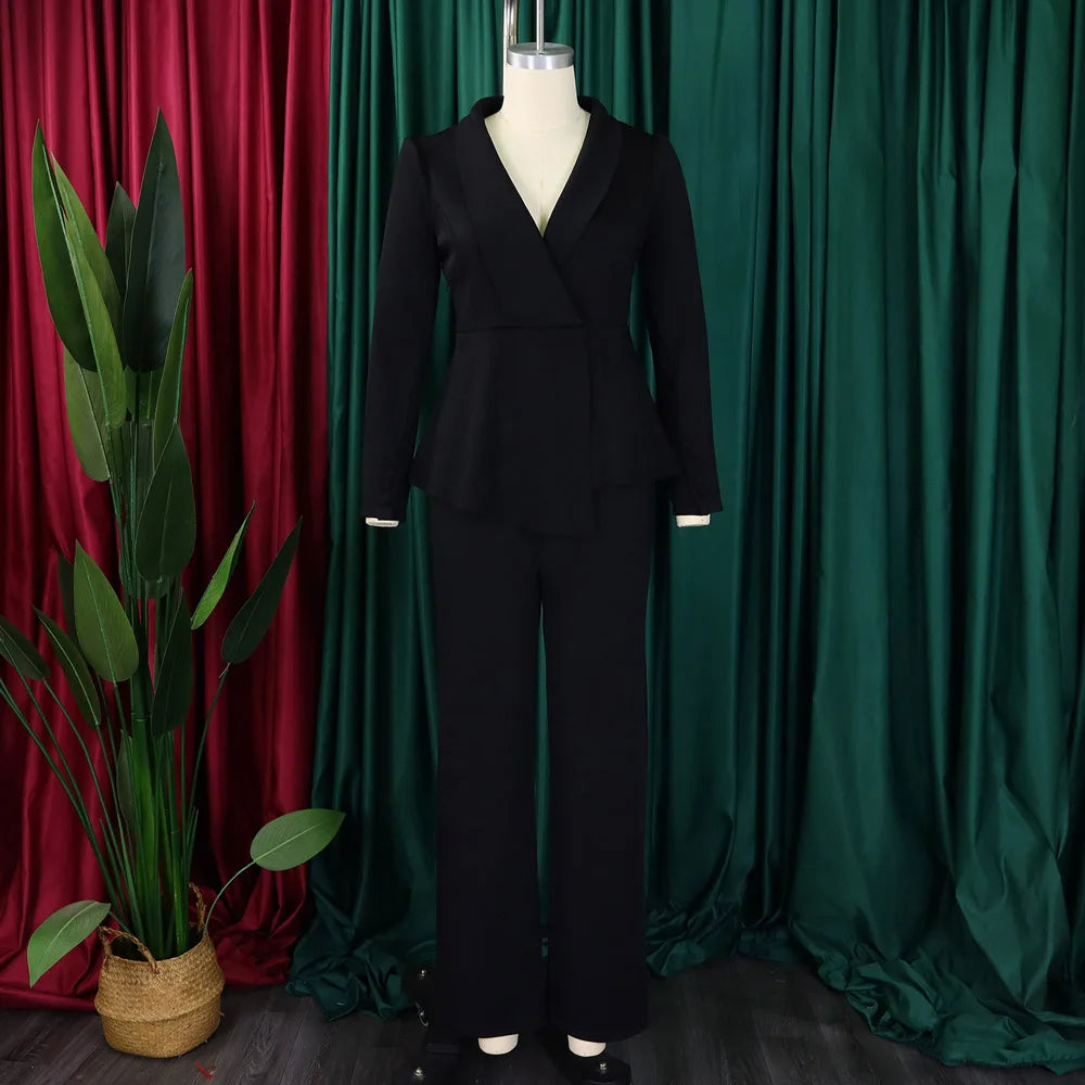 2-delt buksedress med vide ben for kvinner, formelt buksesett, elegant bryllupsfestkjole, kontorarbeid, forretningsantrekk, formelt antrekk