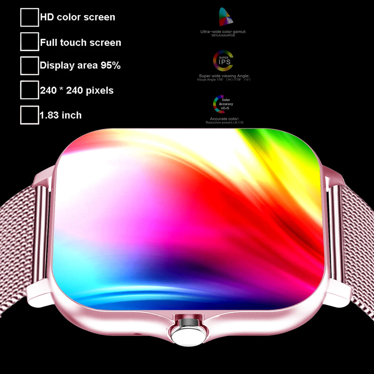 Reloj inteligente impermeable de 1.83'' con respuesta a mensajes, llamadas, monitoreo del sueño, podómetro deportivo y alertas de información para iPhone y Android