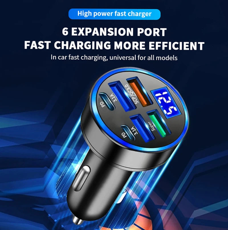 100W 6-Port Fast Car Charger