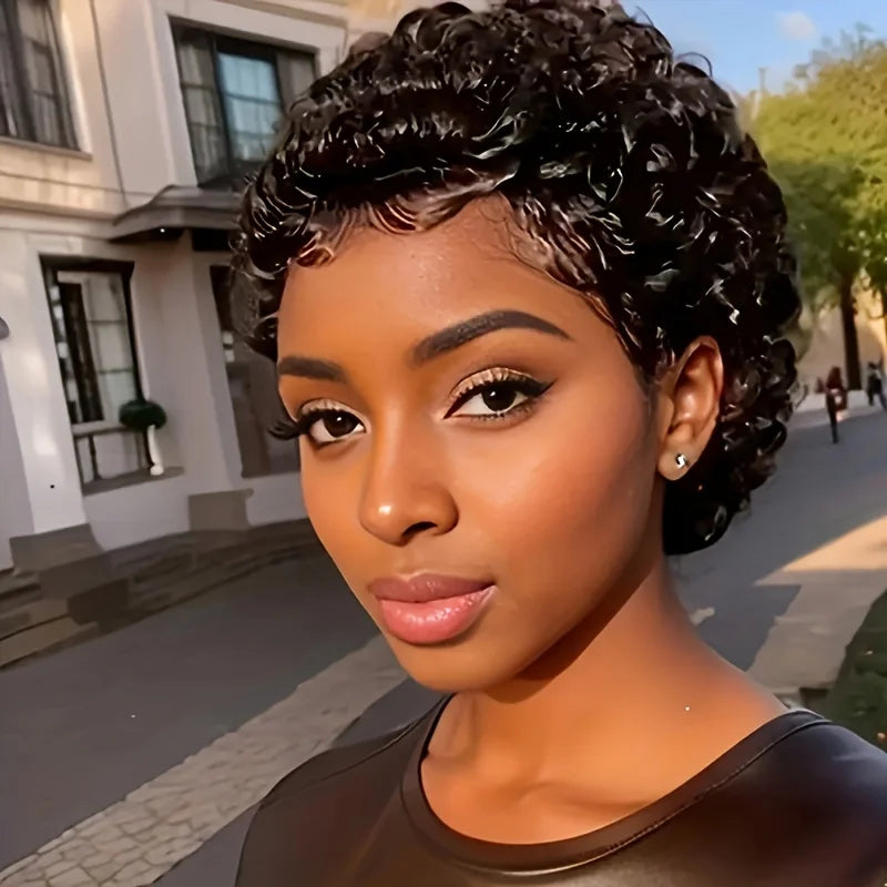 Short Afro Curly Human Hair Wig