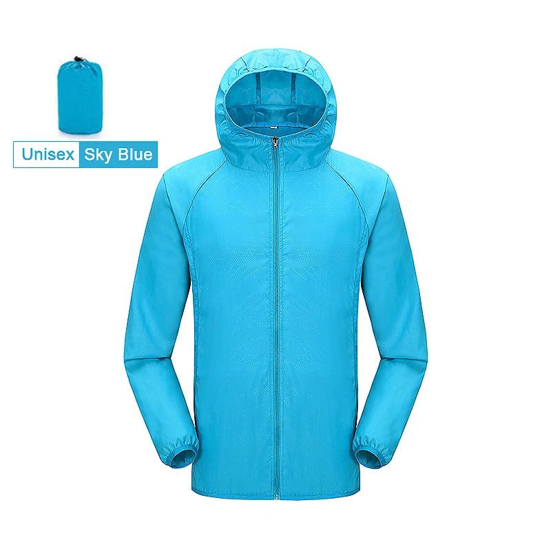 JNLN Chaqueta de senderismo unisex para hombre y mujer, impermeable, de secado rápido, cortavientos para camping, ropa de pesca al aire libre, chubasquero anti-UV