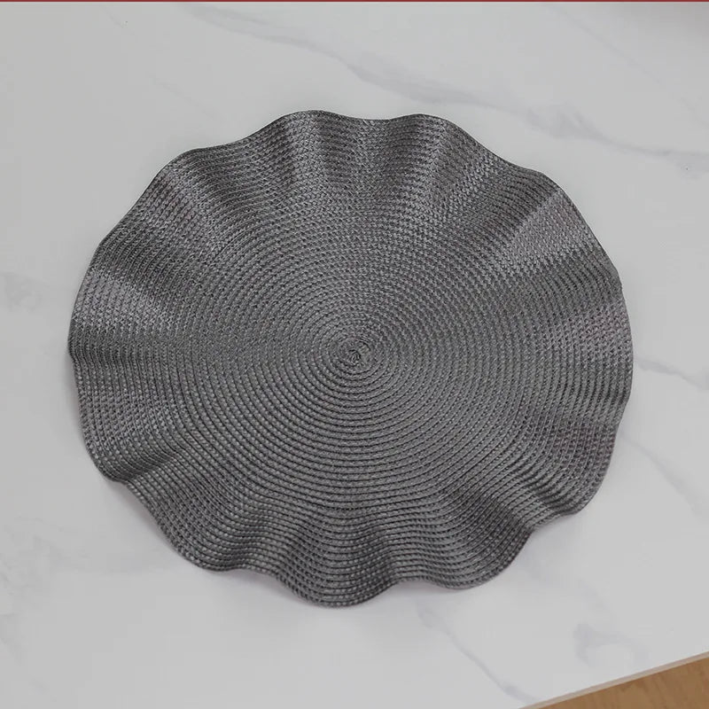 1 mantel individual redondo trenzado de 38 cm, lavable, resistente al calor y con bordes antiarrugas para decoración de mesa de cocina