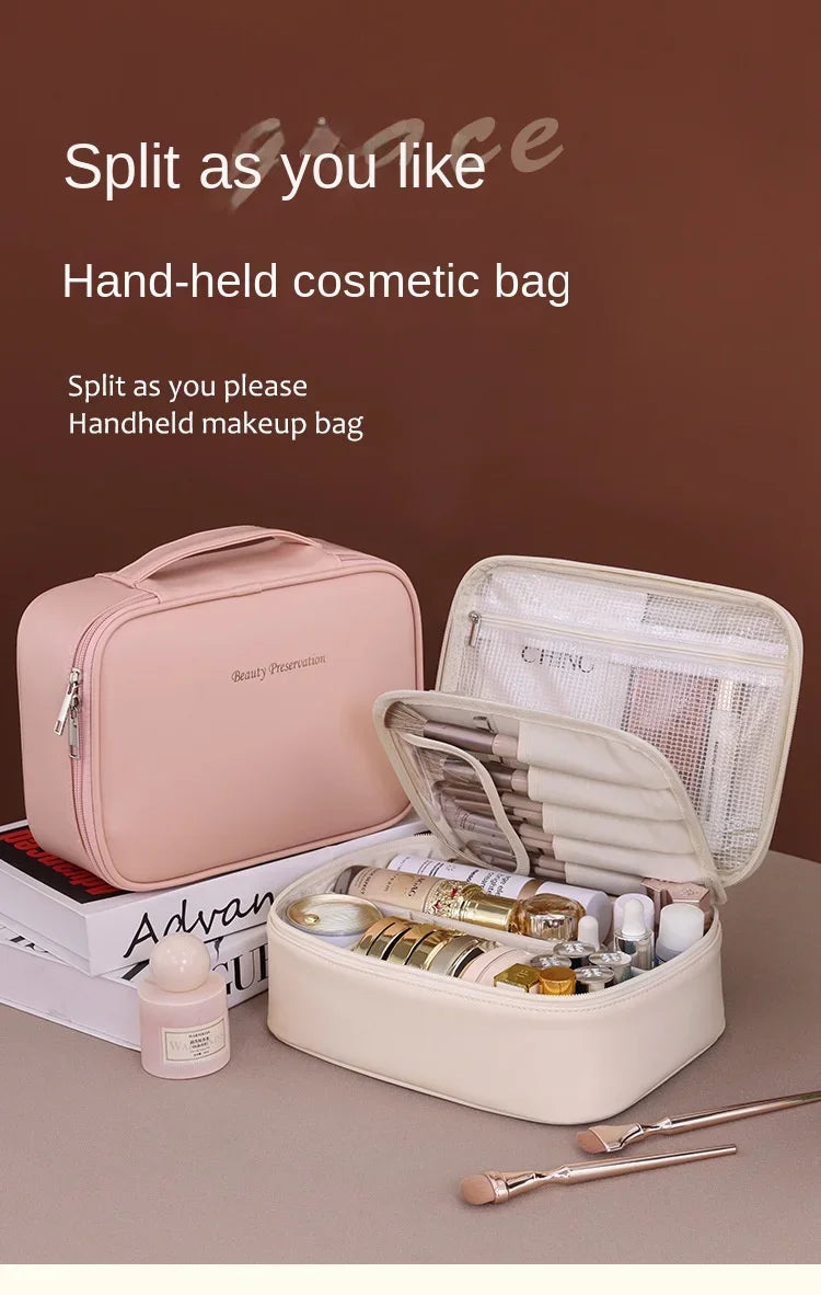 Nuevo neceser de cosméticos para mujer, bolso portátil, bolsa de almacenamiento de gran capacidad, neceser de lujo, organizador de viaje, esenciales, neceser de aseo