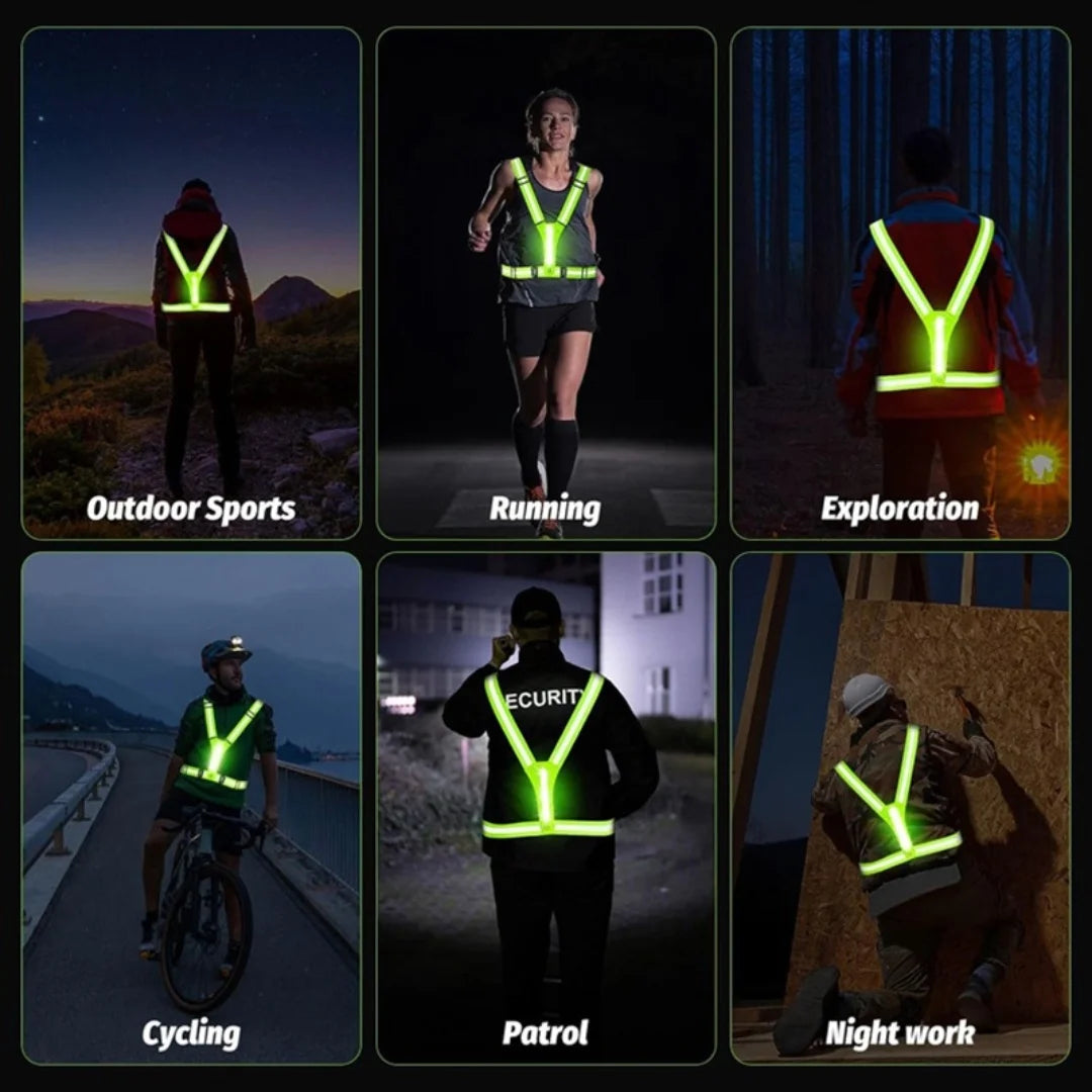 LED-reflekterende tanktopp for nattløping, høy elastisk utendørs sportsklær, sykkel- og løpeutstyr